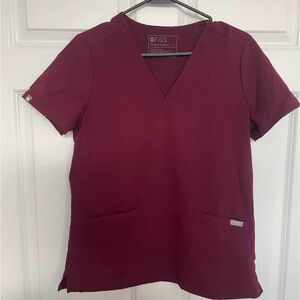 Figs Women's Short Sleeve Maroon Top